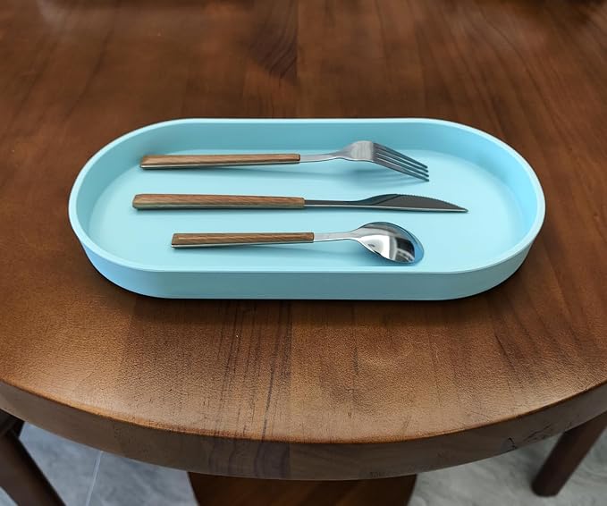 Blue Small Tray, Oval Tray for Kitchen Counter, Bathtub Bathroom Vanity Items - Image 8