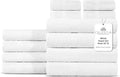 100% Cotton Bath Towel Set of 12-4 Bath Towels, 4 Hand Towels, 4 Wash Cloths by VillaCelestia