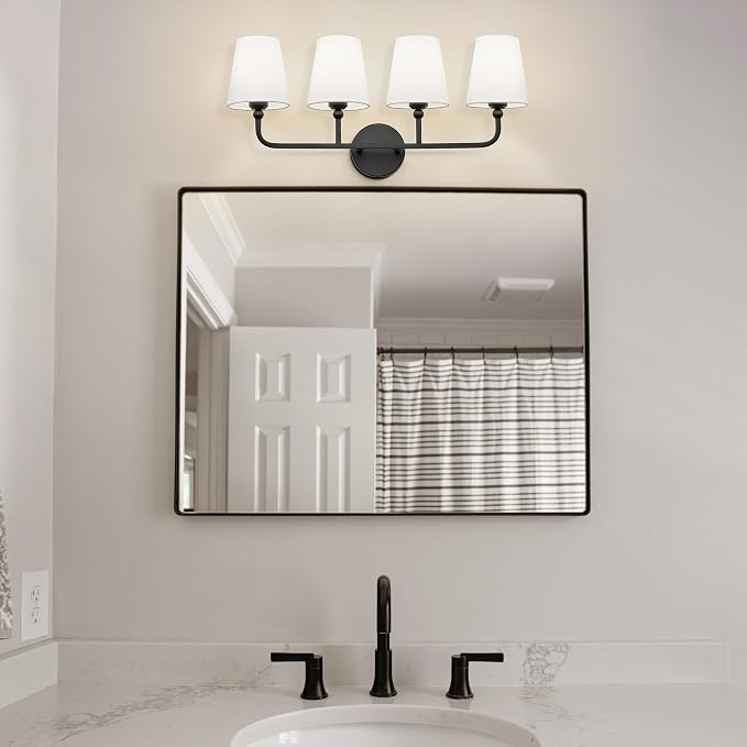 Bathroom Light Fixtures, 4 Light Matte Black Vanity Lights - Image 6
