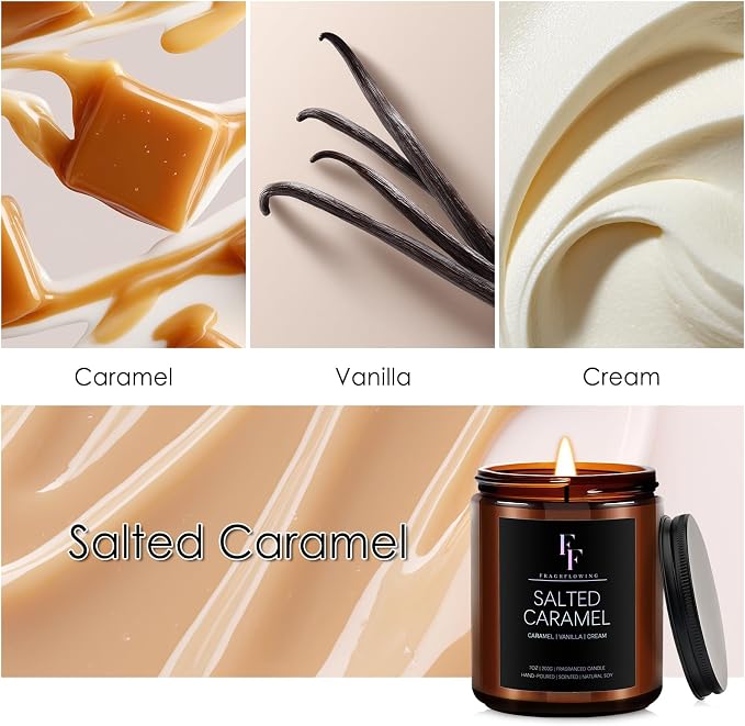 Salted Caramel Scented Candle for Home Soy Wax Candle, Aromatherapy Candle Gift - Image 2