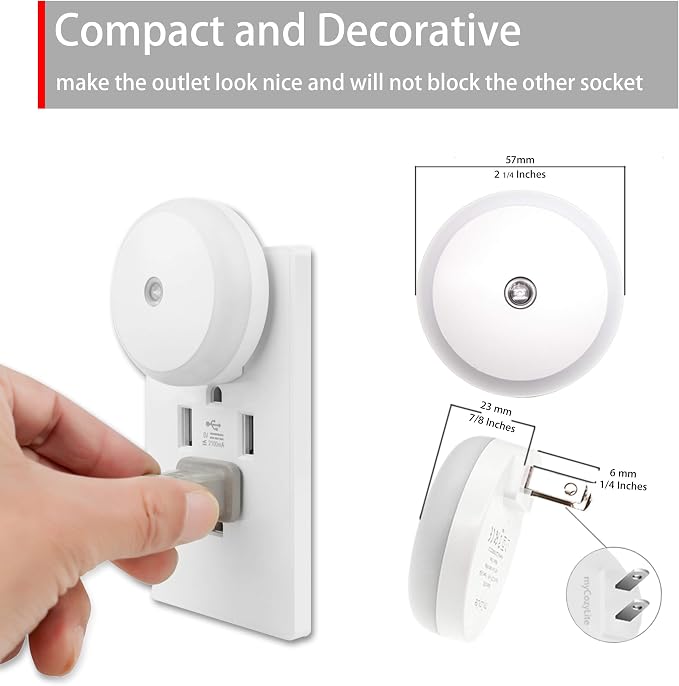 Blue LED Night Light, Plug in, Dusk to Dawn Smart Sensor, Small Round Nightlight - Image 8