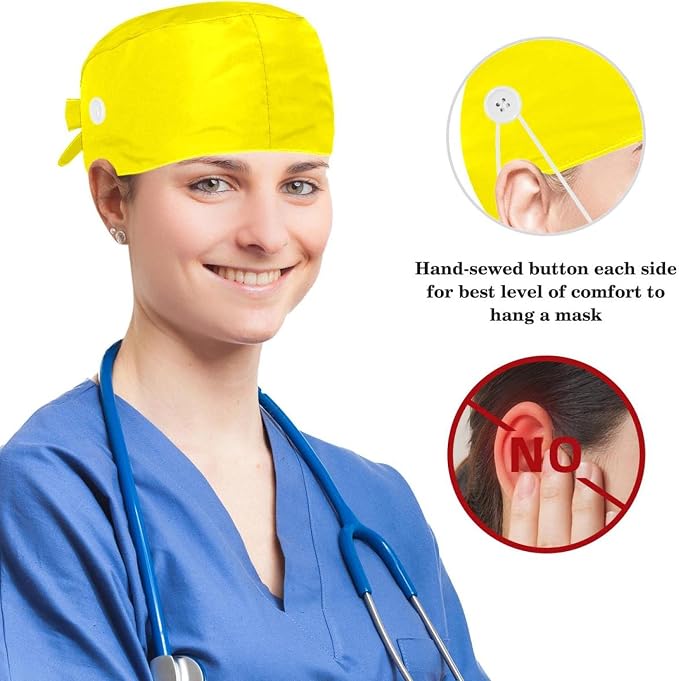 Scrub Cap with Hair Scrunchy, Ponytail Holder Surgical Cap - Image 3