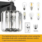 PRESDE 2-Light Crystal Bathroom Lights Fixtures Modern Matte Black Wall - Image 5