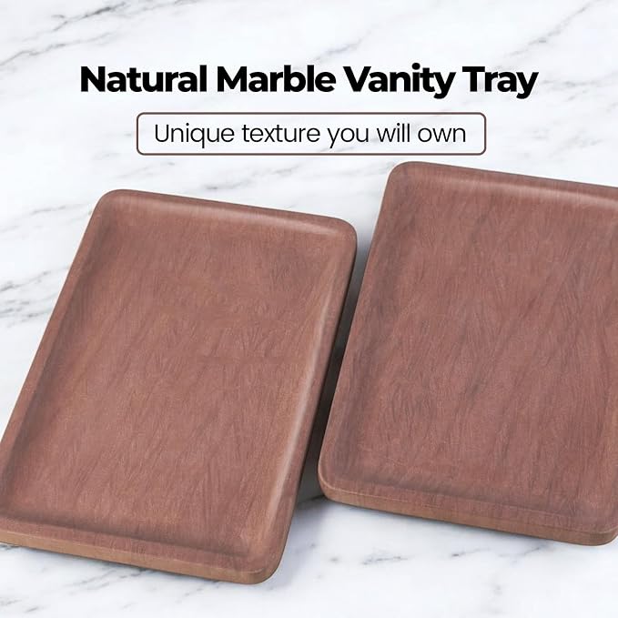 Karibiber Marble Vanity Tray, 11.8in Sandstone Bathroom Kitchen Tray - Image 4