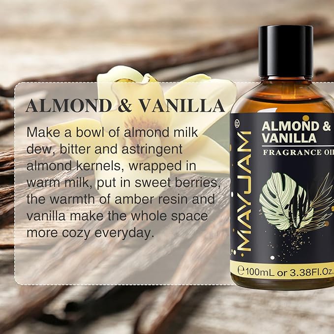 Almond & Vanilla Fragrance Oil Essential Oil, MAYJAM 3.38FL.OZ Almond & Vanilla - Image 3