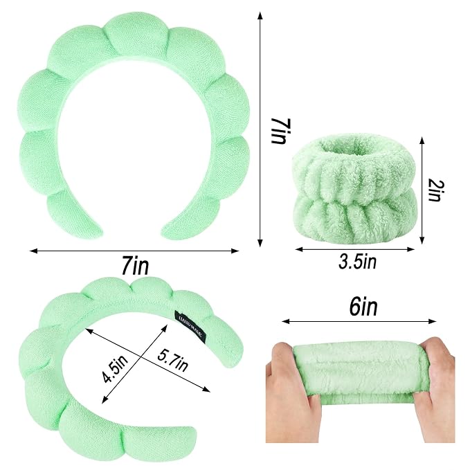 Zkptops Spa Headband for Washing Face Wristband Set Sponge Makeup Skincare - Image 6