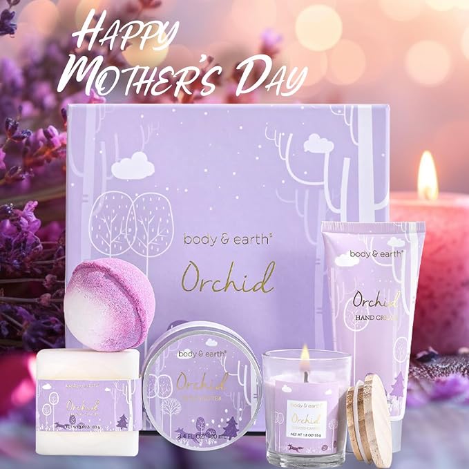 Spa Gifts for Women, Body & Earth 5 Pcs Gifts for Women Orchid Gift Sets - Image 2