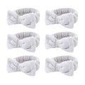 Casoty 6 Pcs Grey Spa Headband, Bow Hair Band, Soft Coral Fleece Makeup Headband by Casoty