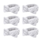 Casoty 6 Pcs Grey Spa Headband, Bow Hair Band, Soft Coral Fleece Makeup Headband by Casoty