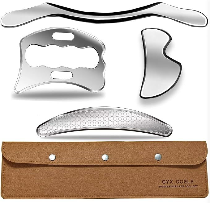 4 in 1 Professional Muscle Scraper Tool Set, Stainless Steel gua sha IASTM Tools by GYXCOELEIASTMTOOL