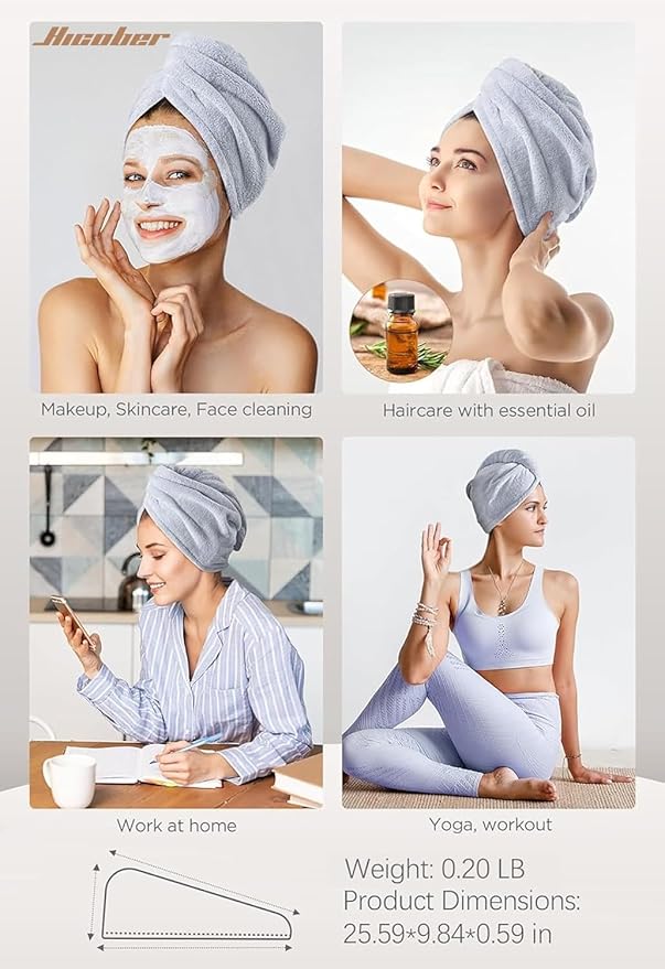 Hicober Microfiber Hair Towel, 3 Packs Hair Turbans - Image 5