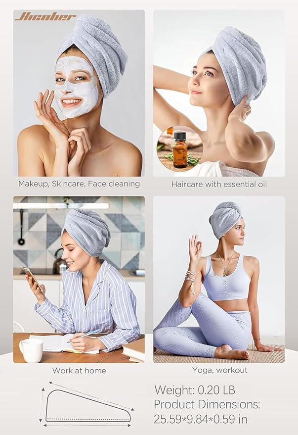 Hicober Microfiber Hair Towel, 3 Packs Hair Turbans - Image 6