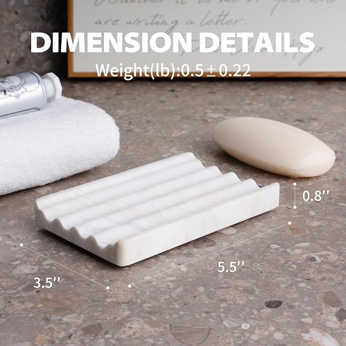 2 Pcs Soap Holder for Bathroom, Marble Soap Dish for Kitchen Countertop - Image 4