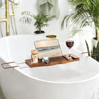 Teak Bathtub Tray Expandable Bathroom Tray - Image 5
