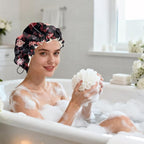 Shower Cap Reusable Double Layer Adjustable Elastic Waterproof EVA Hair Bath - Image 7