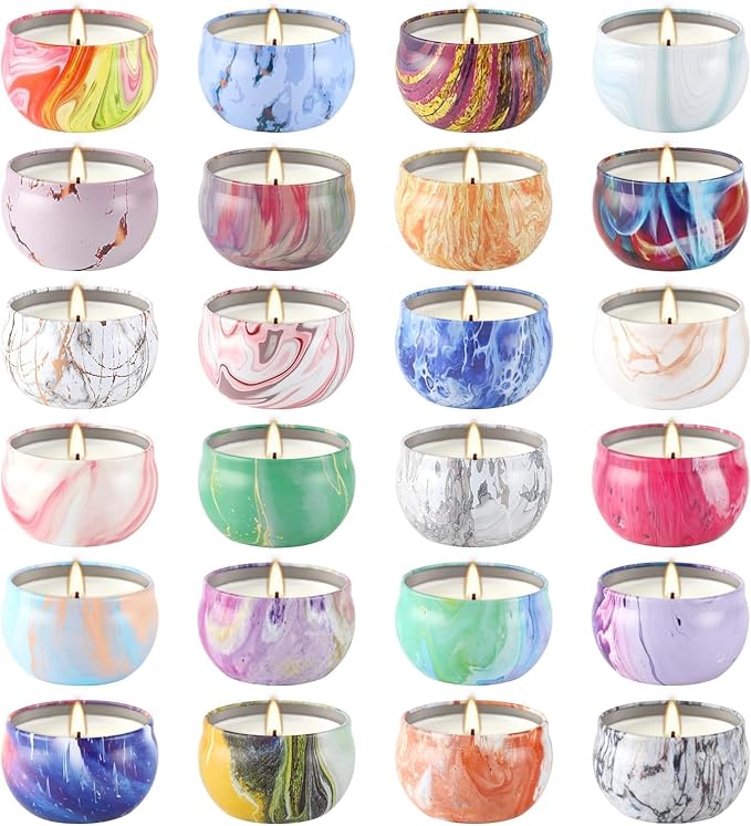 YOROXRG Scented Candles Gifts Set 24 Pack Soy Wax Travel Tin Jar Candles by YOROXRG