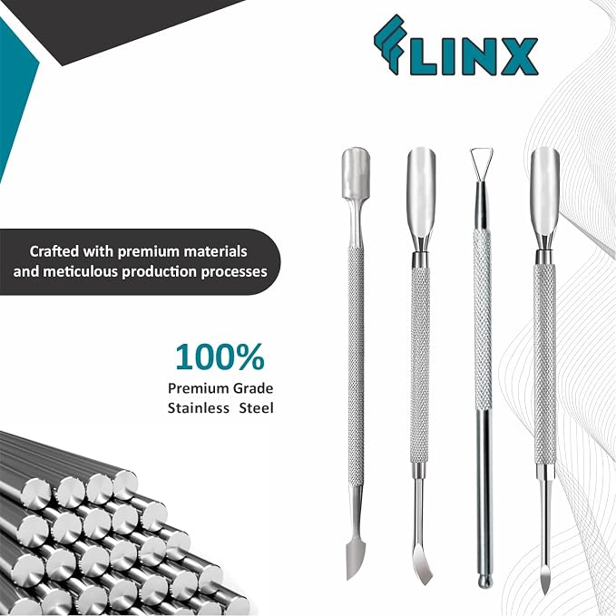 FLINX Metal Cuticle Pusher Tool 4 Pcs Nail Manicure Tools Nail Tᴏols - Image 8