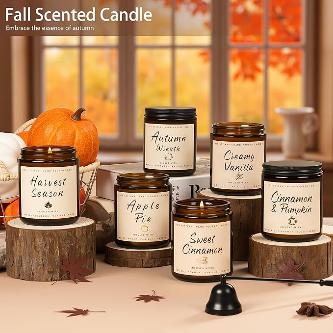 Auelife Scented Candles, 6 Pack Winter Candle Set, 42 oz Holiday Soy Candles - Image 4