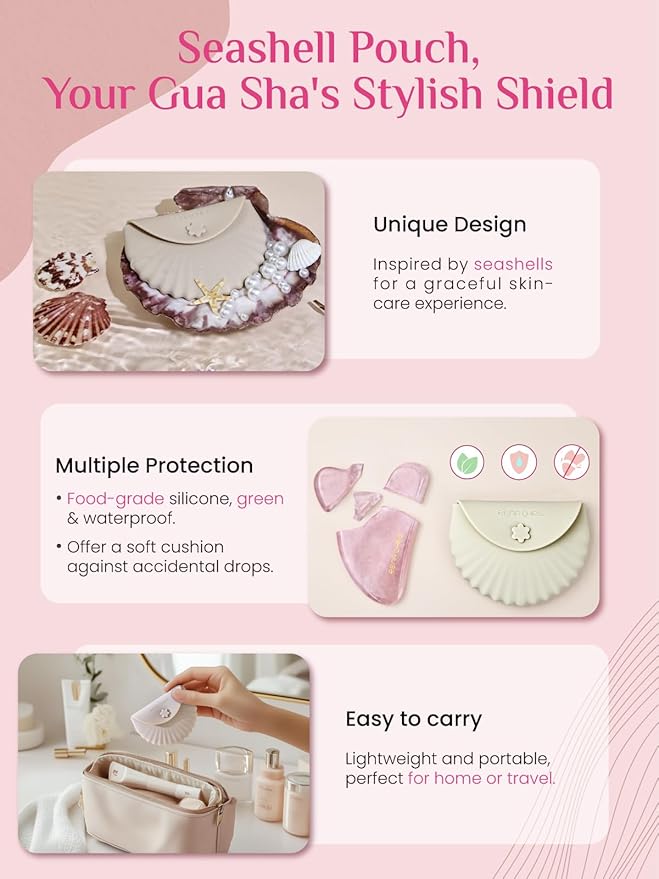 Rena Chris Gua Sha Facial Tools, Rose Quartz Guasha Tool - Image 3