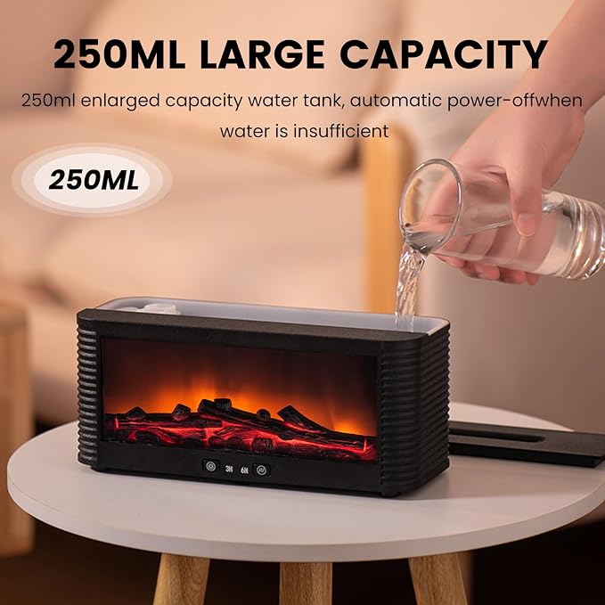 Flame Fireplace Aroma Essential Oil Diffuser, 250ml Ultrasonic Aromatherapy - Image 6
