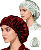 3Pcs Hair Bonnets For Sleeping Satin Bonnet For Women Silk Bonnets Womens Curly - Image 4