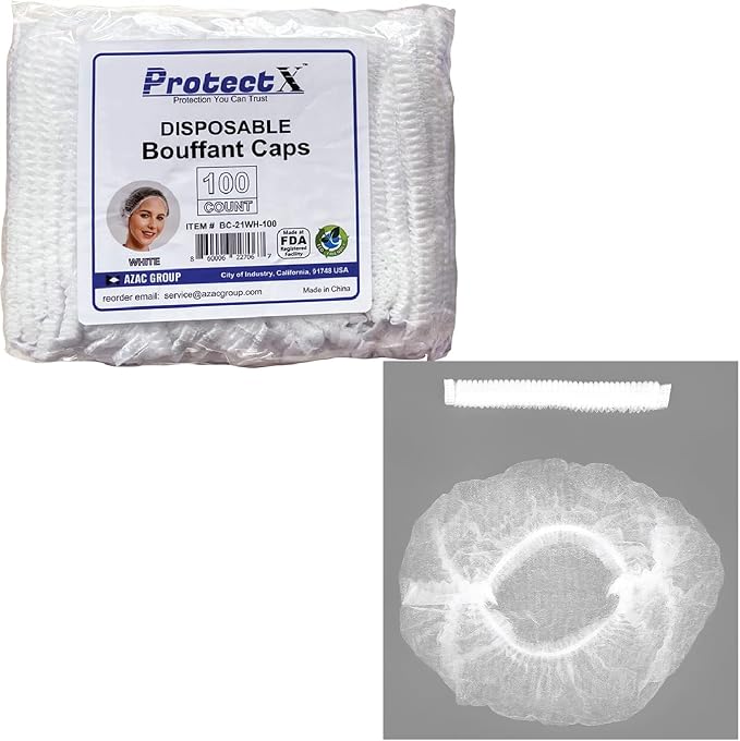ProtectX 100-Pack White Disposable Hair Nets, Elastic Head Cover, Bouffant Caps - Image 6