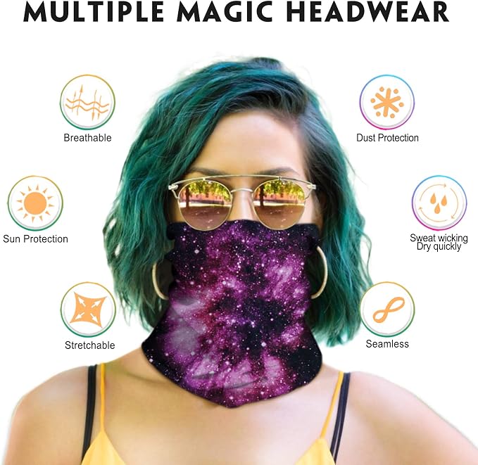 Venswell Neck Gaiter Face Mask Men Women, Seamless Bandana Rave Face Cover - Image 2
