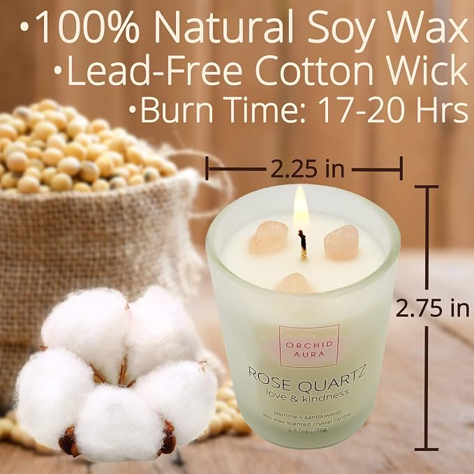 Soy Candles with Healing Crystals. Citrine, Rose Quartz, Amethyst Crystal. - Image 6