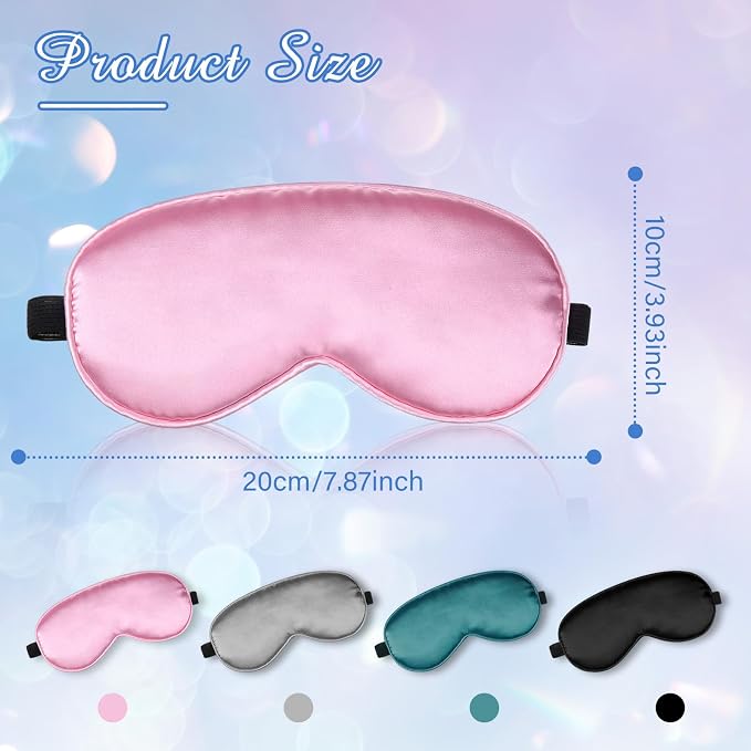BBTO 4 Pcs Silk Sleep Eye Masks Smooth Soft Satin Eye Covers - Image 2