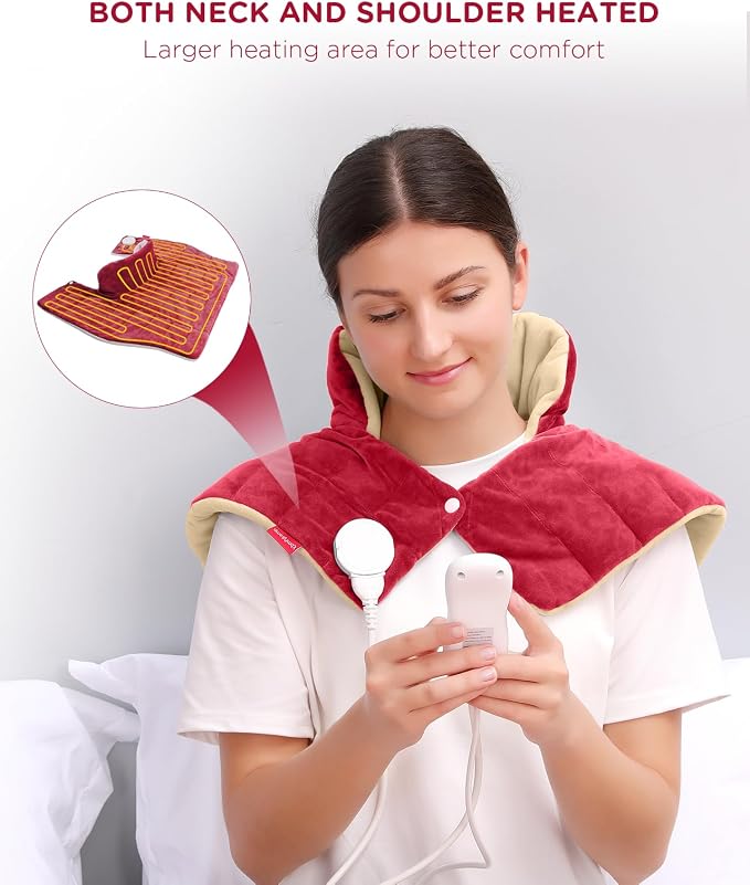 Comfytemp Heating Pad for Neck and Shoulders and Back, 2.6lb Weighted Electric - Image 5