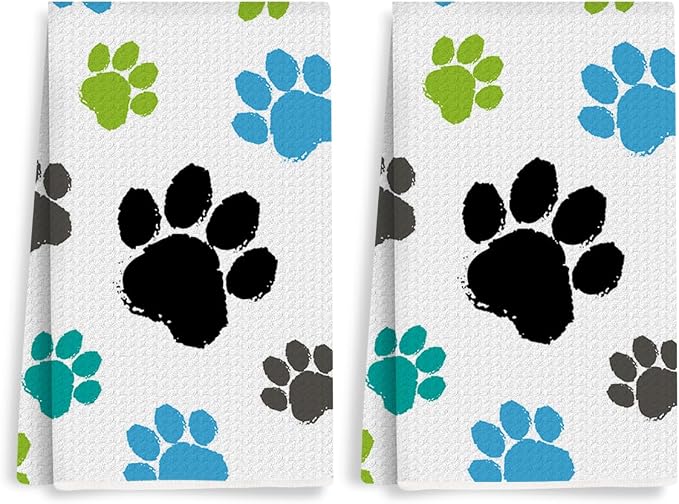 2PCS Cute Dog Paws Kitchen Towels, Dog Mom Gifts by Unknown