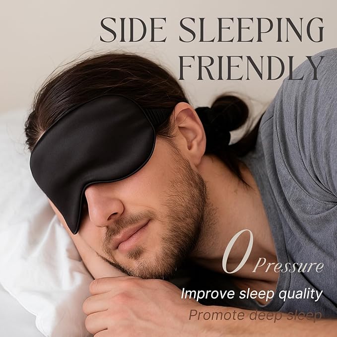 Silk Satin Sleeping Eye Mask, Soft Breathable Blackout Eyeshade Eye Cover - Image 4