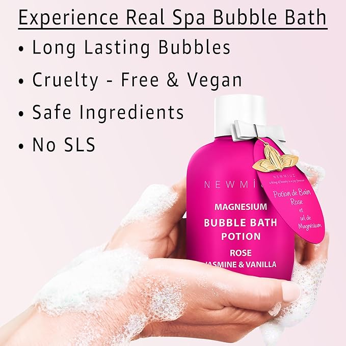 Magnesium Bubble Bath Rose Jasmine Vanilla Long Lasting Foam - Image 3