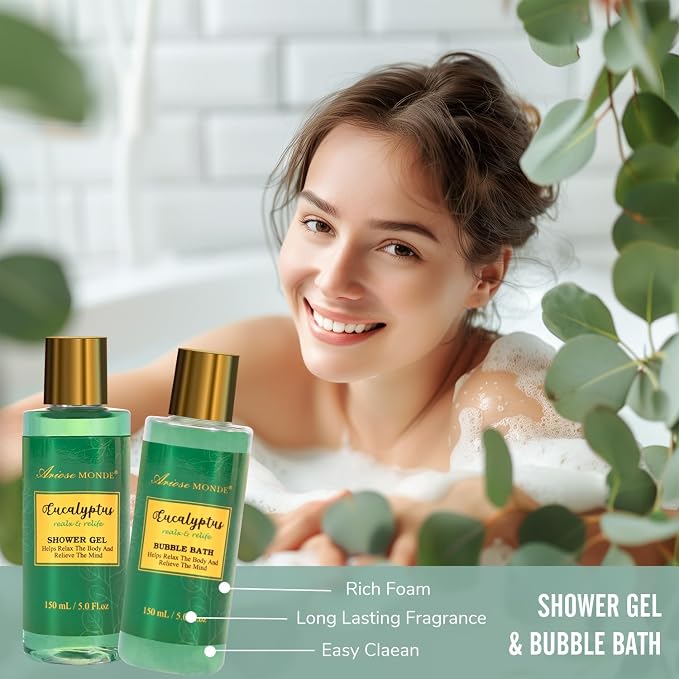 Gift Baskets for her, Spa Gifts for Women-13pcs Eucalyptus At Home Spa Kit - Image 4