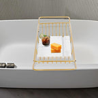 Stainless Steel Bathtub Tray, Expandable Marble Bath Tray - Image 3