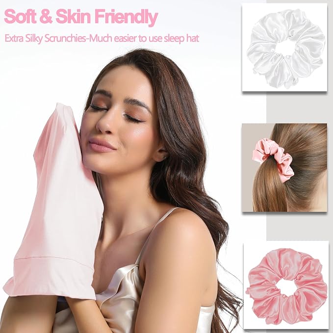 Satin Bonnet for Sleeping Night Cap, Adjustable Satin Lined Silk Bonnets Sleep - Image 6
