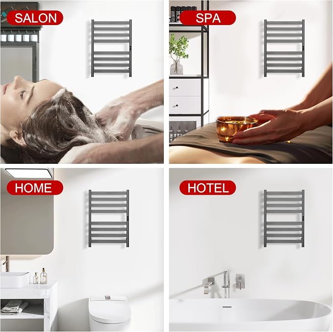 Heated Wall Mounted Electric Towel Warmer Rack, Timer & Temperature Control - Image 6