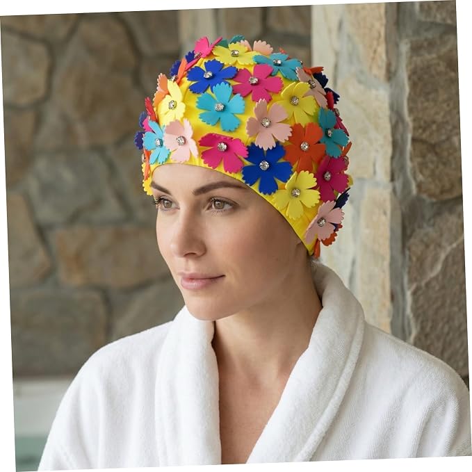 Toyvian Ladies Flower Swimming Cap, Simulation Floral Petal Swim Hat - Image 9