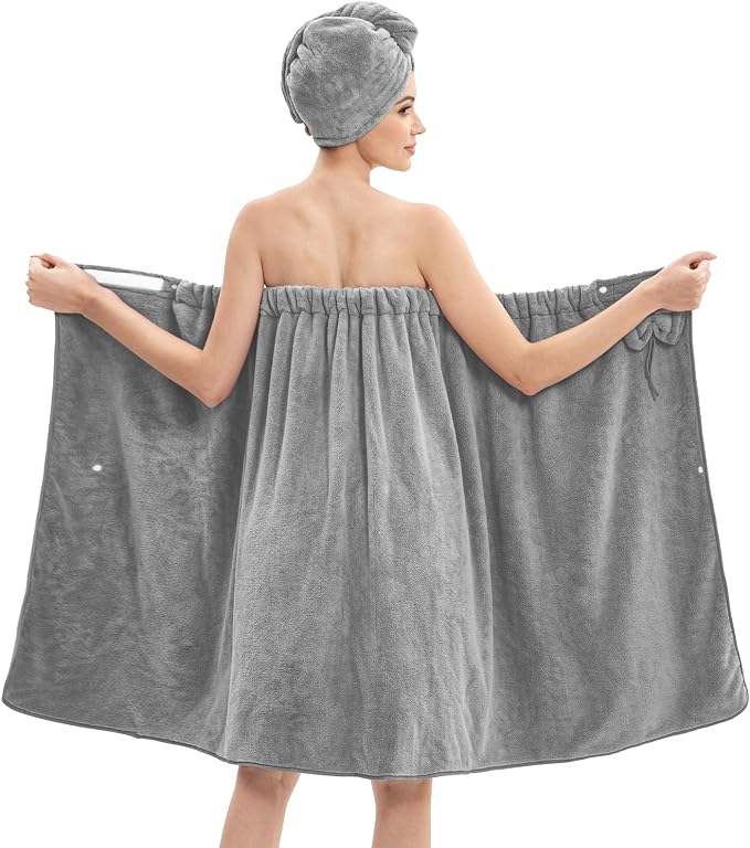 Bath Wrap Towels for Women – Adjustable Spa Shower Wrap by HJMJY