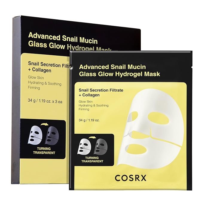 COSRX Advanced Snail Mucin Glass Glow Hydrogel Face Masks Skincare 3 EA by COSRX