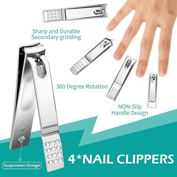 26-Piece Professional Manicure and Pedicure Kit, Nail Clippers Set, Stainless - Image 3