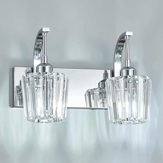 Modern Bathroom Vanity Light, 2-Light Chrome Wall Sconce - Image 8
