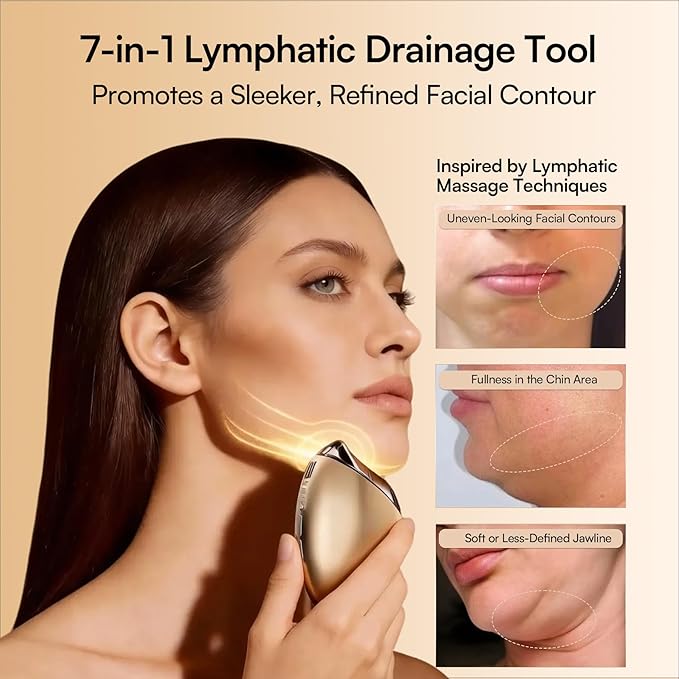 INIA 7-in-1 Red Light Therapy for Face and Neck Gua Sha Facial Massager Tool - Image 3