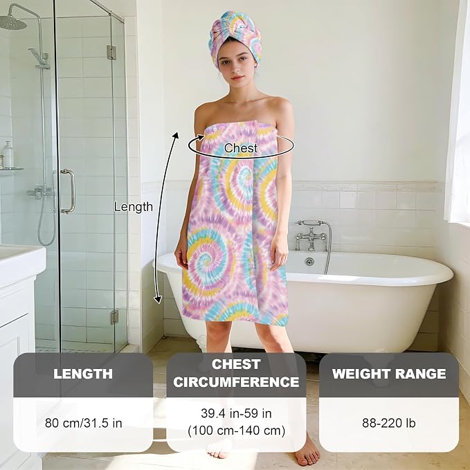 Absorbent Bath Towel Wrap Set for Women, Microfiber Shower Robe Body Towel - Image 3