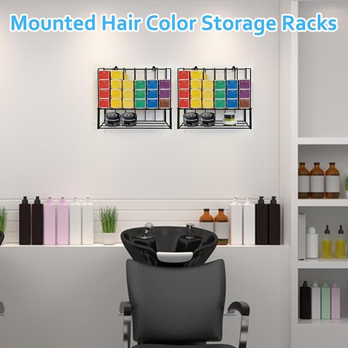 2 PCS Hair Color Organizer for Salon Storage Rack Wall Mounted Hair Color Racks - Image 5