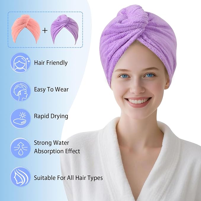 Microfiber Hair Drying Towel Wrap - Image 2
