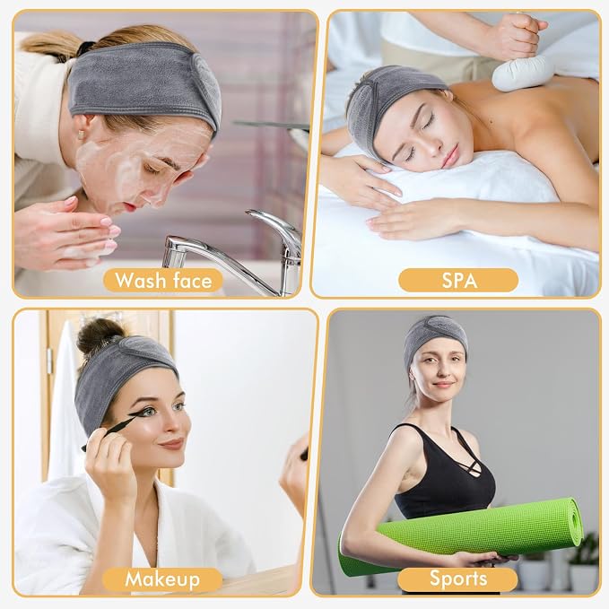 SINLAND Spa Headband for Women 6 Counts Adjustable Makeup Hair Band - Image 4
