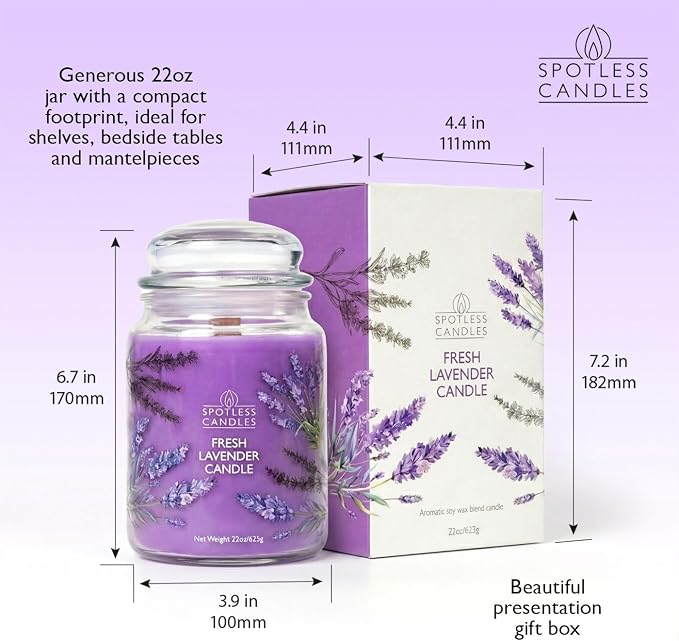 Spotless Leopard Fresh Lavender Candle 22oz Glass Jar - Image 3