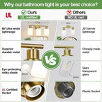 Zarbitta 3-Light Bathroom Light Fixtures, Brushed Gold Vanity Light, Farmhouse - Image 2