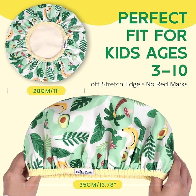 Years calm Kids Shower Cap, Waterproof Reusable Cartoon Bath Cap - Image 2
